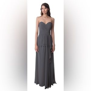 Bill Levkoff Strapless Chiffon Maxi Dress Bridesmaid Sweetheart Style #978